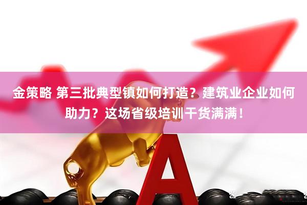 金策略 第三批典型镇如何打造？建筑业企业如何助力？这场省级培训干货满满！