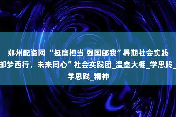 郑州配资网 “挺膺担当 强国邮我”暑期社会实践|“邮梦西行,未来同心”社会实践团_温室大棚_学思践_精神